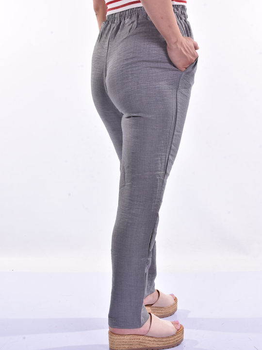 Raiden Damen Stoff Hose mit Gummizug Grey