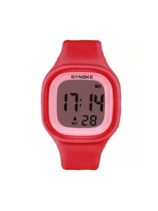 Synoke Kids Digital Watch with Rubber/Plastic Strap Red