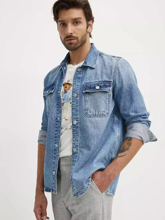 Pepe Jeans Ανδρικό Πουκάμισο Overshirt Τζιν με Κανονική Γραμμή Μπλε