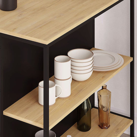Detroit Table Bar Wooden with Metal Frame Sapphire Oak - Silky Black 100x60x95cm