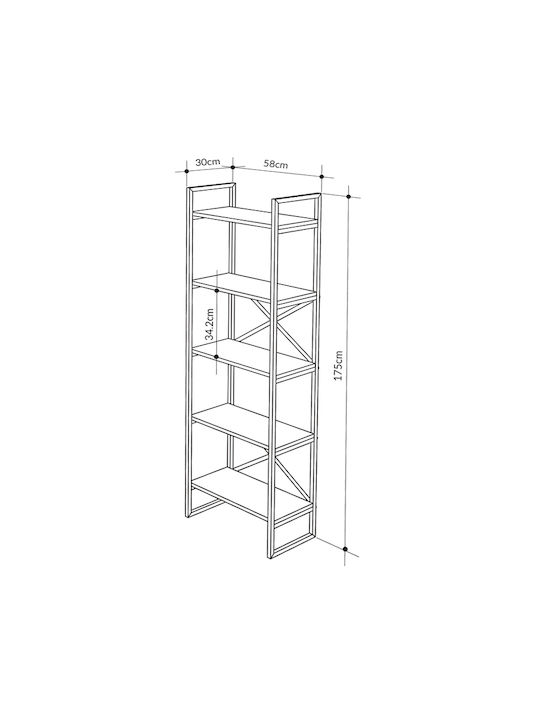 Bibliotecă Dusan Sepet Stejar 58x30x175 cm
