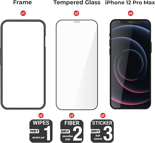 Amdetech 3D Tempered Glass 2buc (iPhone 12 Pro Max)