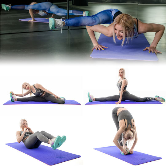 PrimaFit Στρώμα Γυμναστικής Yoga Μωβ (183x61cm)