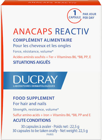 Ducray Anacaps Reactiv Supplement for Healthy Hair 30 Capsules