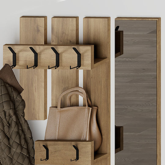 Vesty Entry Furniture with Mirror / Hanger & Shoe Rack Open Walnut 100x30x61cm