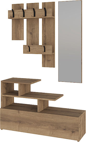Vesty Entry Furniture with Mirror / Hanger & Shoe Rack Open Walnut 100x30x61cm