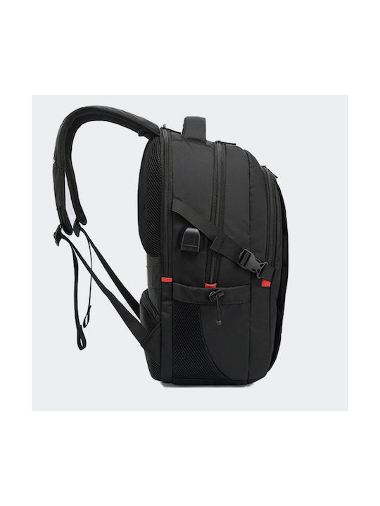 Tourist Gear Fabric Backpack with USB Port Black 25lt