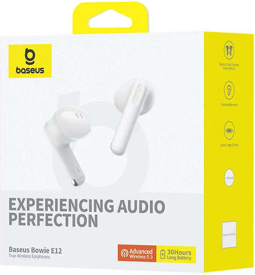 Baseus Bowie E12 In-ear Bluetooth Handsfree Ακουστικά με Θήκη Φόρτισης Λευκά