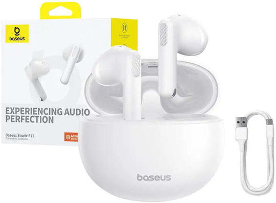 Baseus Bowie E12 In-ear Bluetooth Handsfree Ακουστικά με Θήκη Φόρτισης Λευκά