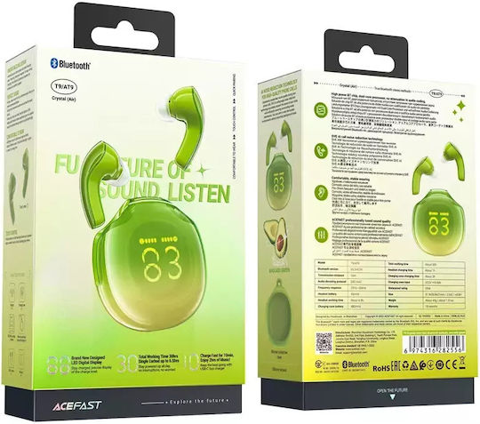 Acefast T9 Crystal (Air) In-ear Bluetooth Handsfree Earphones with Charging Case Avocado Green