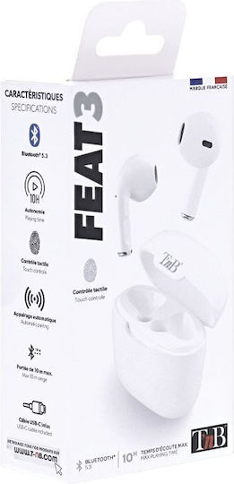 T'nB Feat 3 In-ear Bluetooth Handsfree Ακουστικά με Θήκη Φόρτισης Λευκά