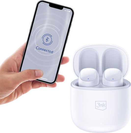 3MK FlowBuds Bluetooth Handsfree Ακουστικά με Θήκη Φόρτισης Λευκά