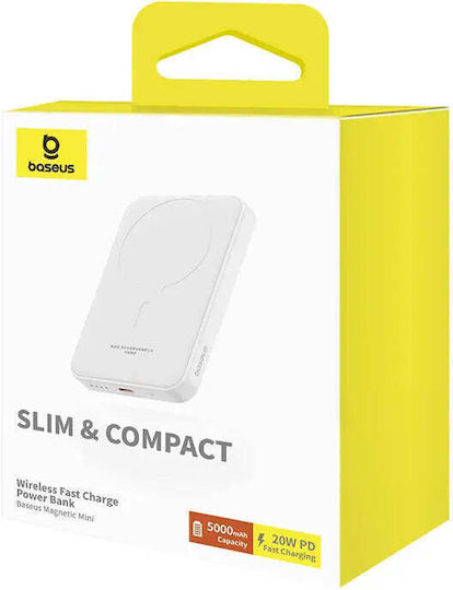 Baseus Mini Power Bank 5000mAh 20W με Θύρα USB-C Λευκό