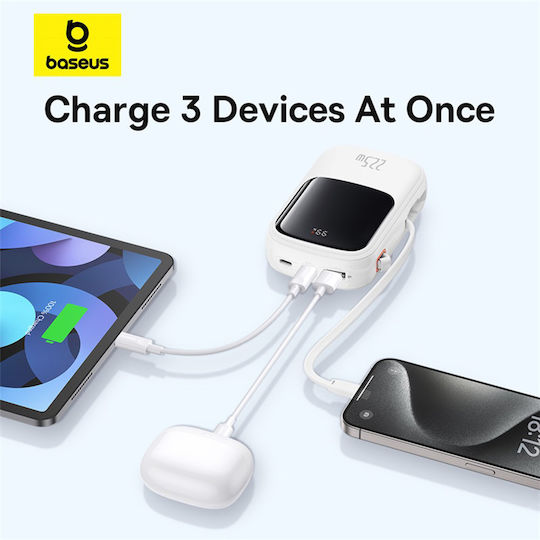 Baseus Qpow Pro+ Power Bank 20000mAh 22.5W με Θύρα USB-A και Θύρα USB-C Power Delivery / Quick Charge 3.0 Λευκό