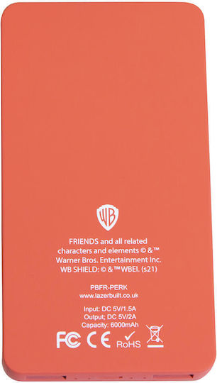 Lazerbuilt Friends Central Perk Power Bank 6000mAh με 2 Θύρες USB-A Ροζ