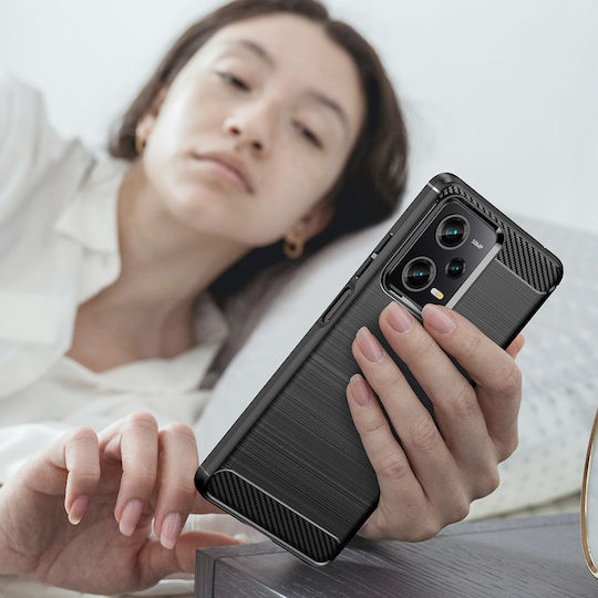 Hurtel Carbon Back Cover Σιλικόνης Μαύρο (Poco X5)