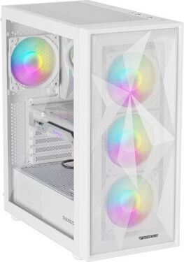 Natec Diaxid 605 Gaming Midi Tower Computer Case with Side Window and RGB Lighting White