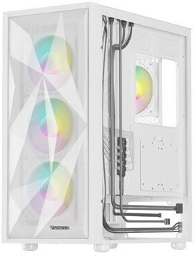 Natec Diaxid 605 Gaming Midi Tower Computer Case with Side Window and RGB Lighting White