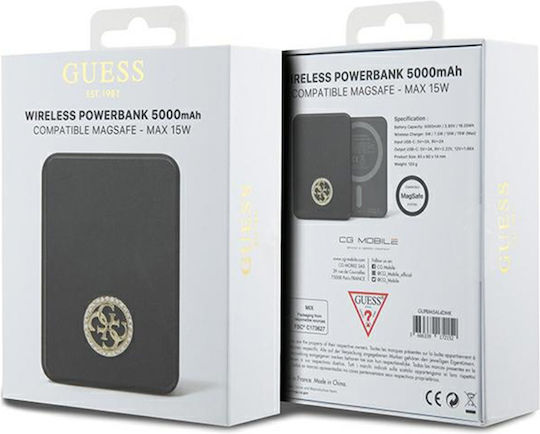 Guess Metal Logo MagSafe Power Bank 5000mAh 15W Μαύρο