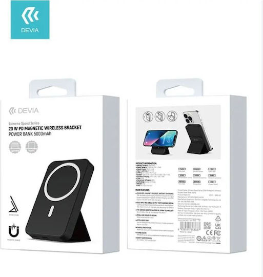 Devia EP138 Power Bank 5000mAh 20W mit USB-C Anschluss Stromlieferung Schwarz