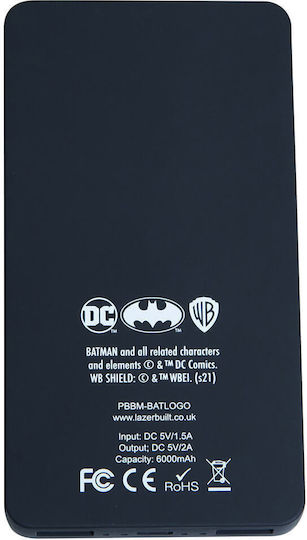 Lazerbuilt DC Batman Power Bank 6000mAh με 2 Θύρες USB-A Μαύρο