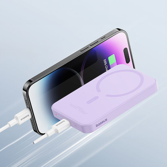 Baseus Magnetic Mini MagSafe Power Bank 5000mAh 20W с USB-C порт Лилав