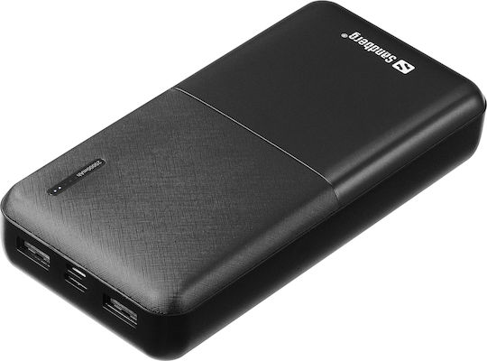 Sandberg Saver Power Bank 20000mAh με 2 Θύρες USB-A Μαύρο
