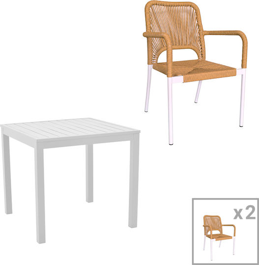 Kloton Norture 3-Teile Weißes Garten- und Outdoor-Möbelset Für kleinen Balkon