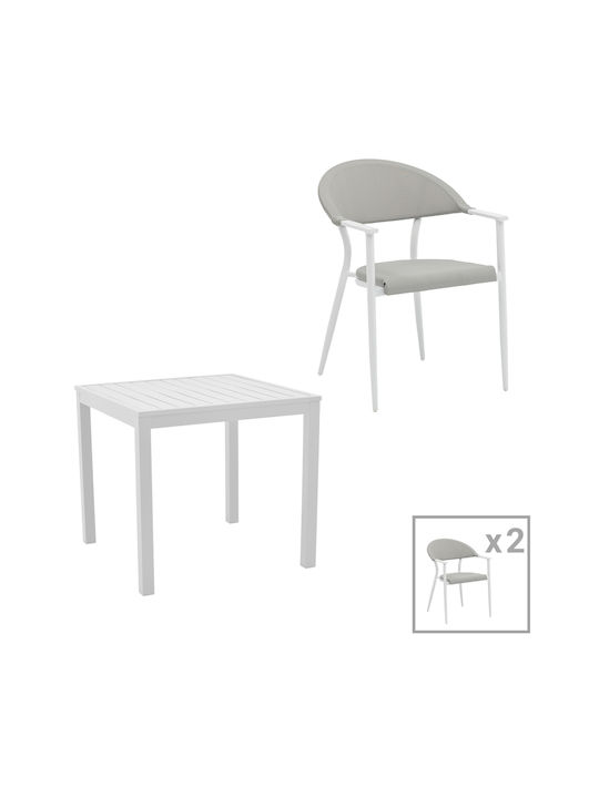 Dining Set for Small Outdoor Spaces Kliton - Pino 3 Pieces White