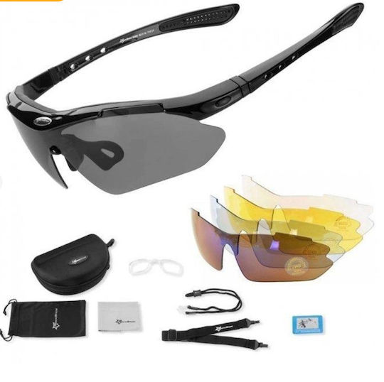 Rockbros Γυαλιά Ποδηλασίας με Μαύρο Σκελετό και Polarized / Διάφανους / Σκούρους Φακούς