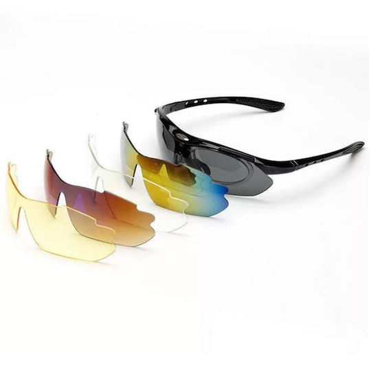 Rockbros Γυαλιά Ποδηλασίας με Μαύρο Σκελετό και Polarized / Διάφανους / Σκούρους Φακούς