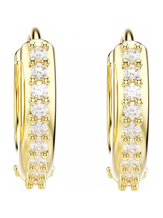 Swarovski Matrix Earrings Hoops Gold Plated with Stones