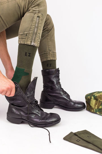 Trendy GREEK MILITARY Lang Jagdsocken Baumwolle in Khaki Farbe