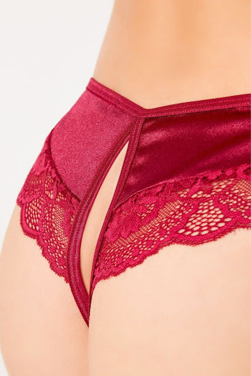 CottonHill Clara CH6037 Frauen Sexy Zeichenfolge offenem Schritt Zeichenfolge Burgundy