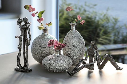 ArteLibre Διακοσμητικό Βάζο Keramik Silber 9x9x15cm 1Stück (Verschiedene Designs)