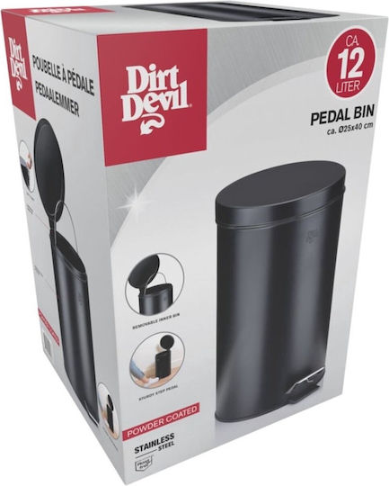 Dirt Devil Relaxdays Kunststoff Mülleimer mit Pedal Schwarz 12lt