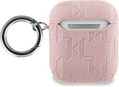 Karl Lagerfeld Case with Hook in Pink color for Apple AirPods 1 / AirPods 2