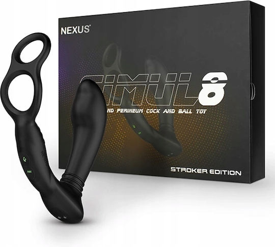 Nexus Simul8 Plug Δαχτυλίδι Πέους Σιλικόνης με Πρωκτική Σφήνα Black