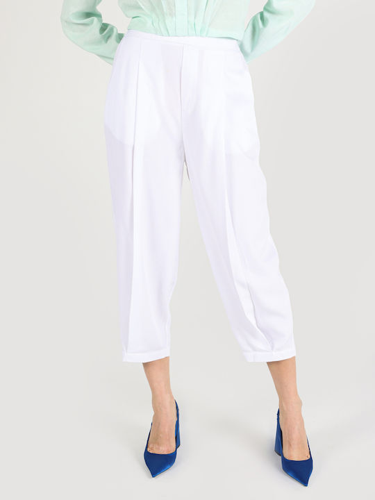 Women's Fabric Trousers Regular Fit White