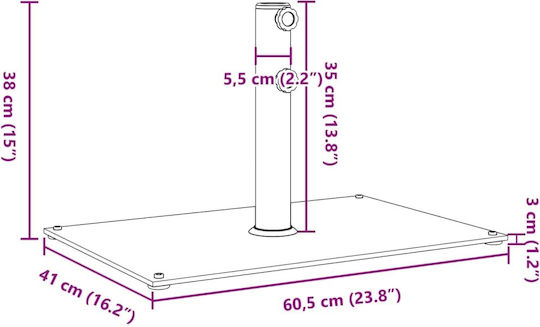 Vidaxl Umbrella Stand Pole Ø32 38 48 mm 15 kg Rectangular Grey