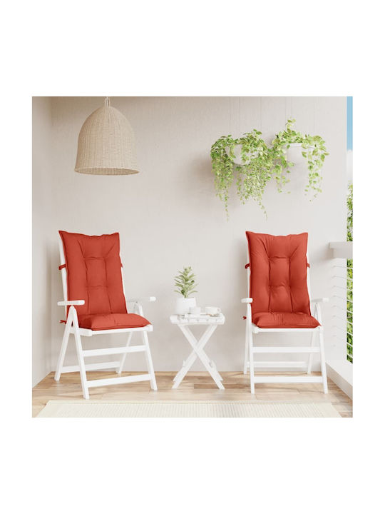 vidaXL Garden Chair Cushion with Backrest Red 2pcs 50x120cm