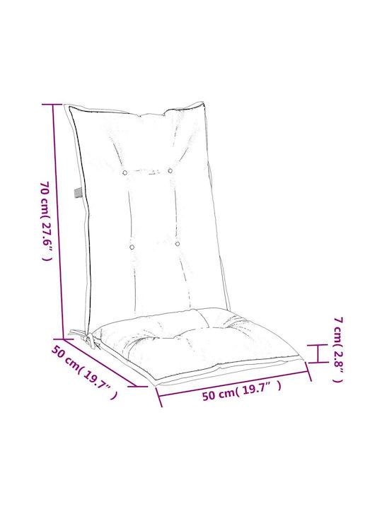 vidaXL Garden Chair Cushion with Backrest Red 2pcs 50x120cm