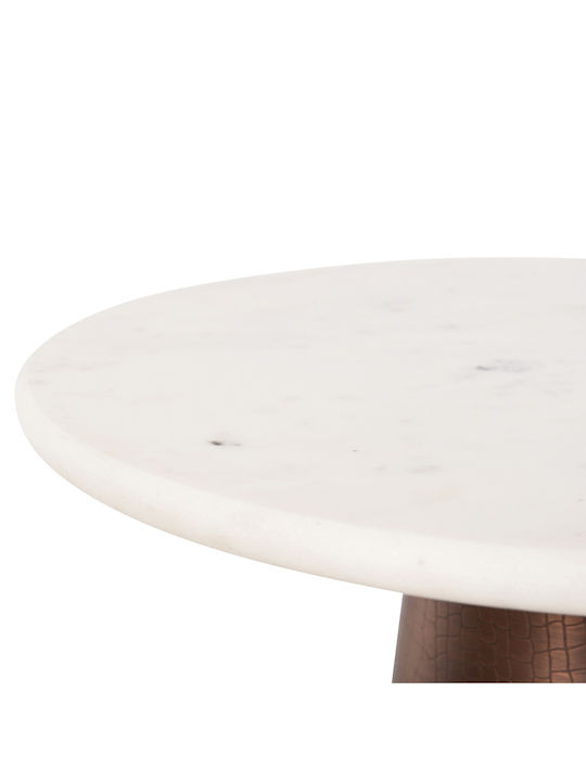 Foden Auxiliary Outdoor Table with Marble Surface and Metal Frame White 40x40xcm