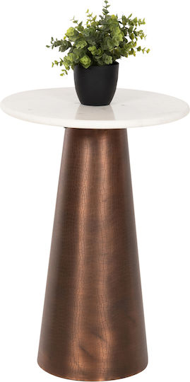 Foden Auxiliary Outdoor Table with Marble Surface and Metal Frame White 40x40xcm