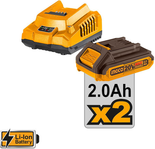 Ingco Impact Demolition Hammer Battery Brushless 20V 2x4Ah with Chuck SDS Plus CRHLI202882