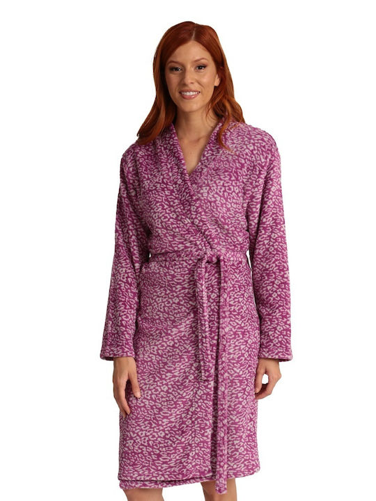 Lydia Creations Winter Women's Fleece Robe Purple 23588-1