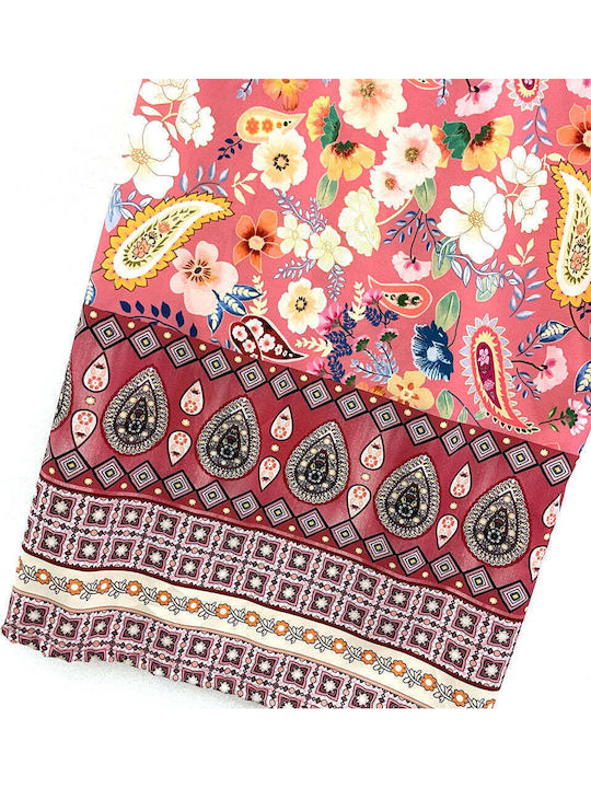 Women's Wide Leg Print Floral Elastic Waistband Trousers Gp-80971 Women's Wide Leg Print Floral Elastic Waistband Trousers Gp-80971