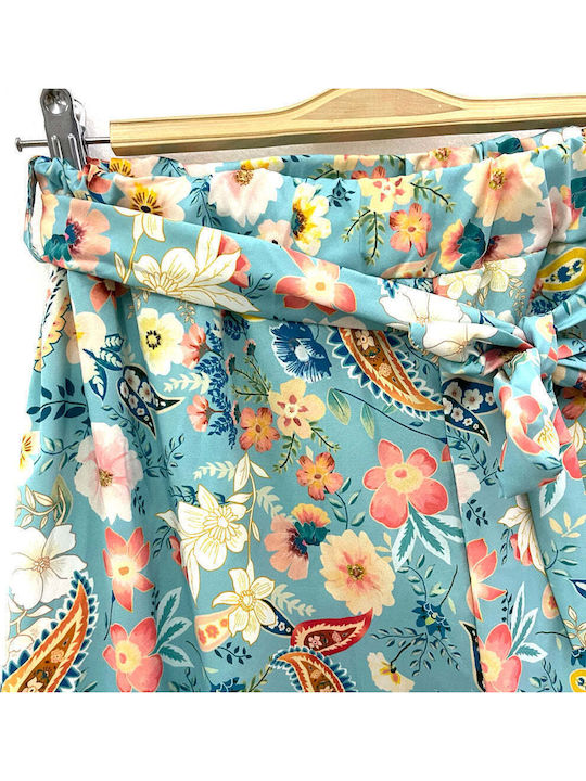 Women's Wide Leg Print Floral Elastic Waistband Trousers Gp-80971