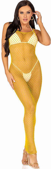 Leg Avenue Long Net Dress Gelb