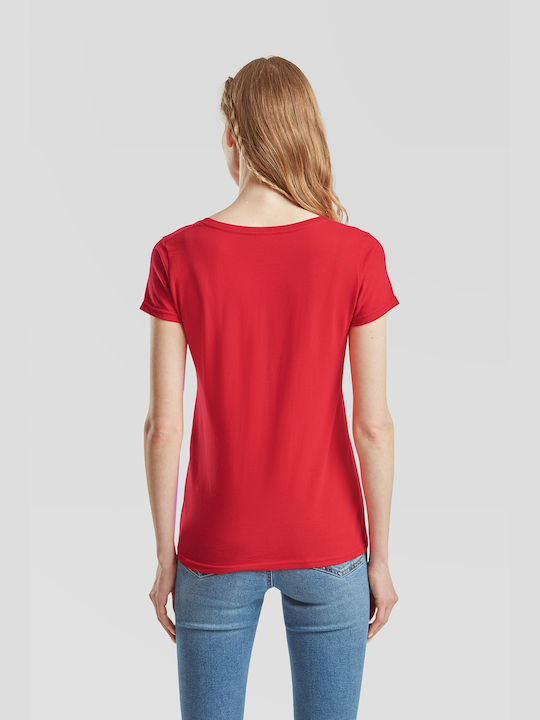 Fruit of the Loom Iconic Γυναικείο Διαφημιστικό T-shirt Κοντομάνικο Red